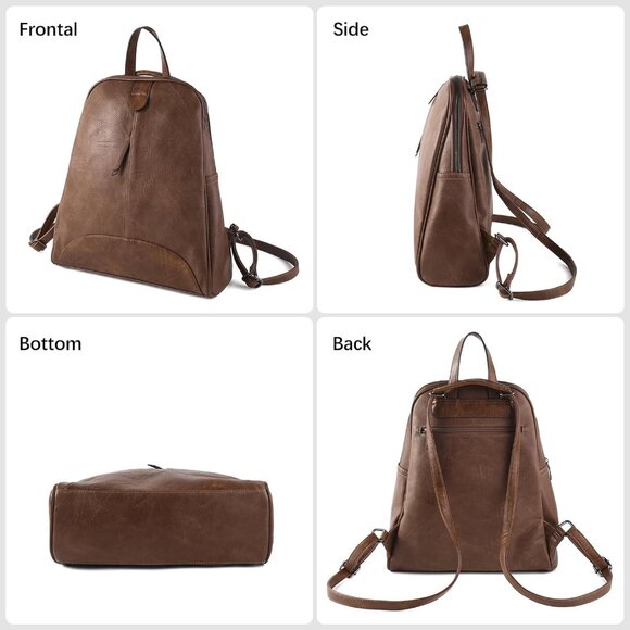Vintage Leather Backpack for Women - Stylish Water-Resistant Faux Leather Travel main image 6